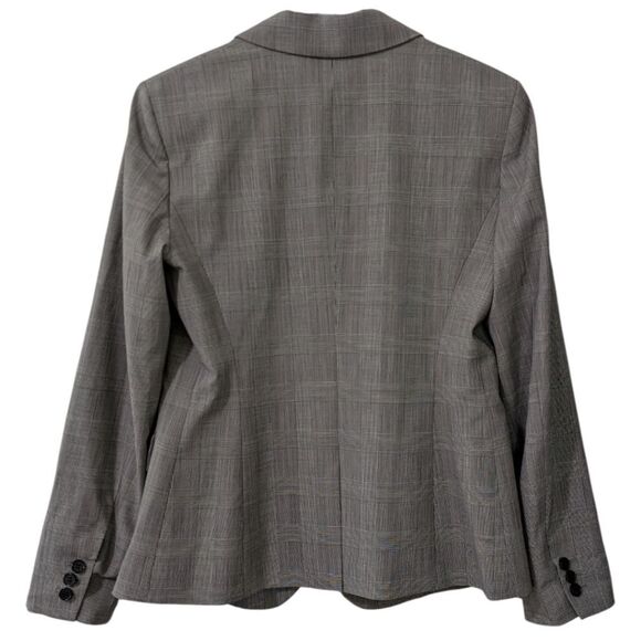 Theory Carissa Women's 8 Slim Tartan Plaid Wool Gray Two Button Blazer - Picture 7 of 15